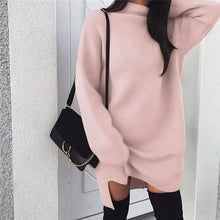 Load image into Gallery viewer, Fashion Hot Sale Knitted Pullover Loose Mini Dress Winter Spring Autumn Women Sweatshirt Turtleneck Long Sleeve Jumper Dress