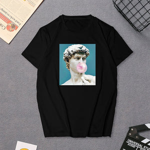 Harajuku Women's T-Shirt David Michelangelo Statue Print Tees Top Summer Rock Music Pop Star T-shirt Unisex Hip Hop Black TShirt