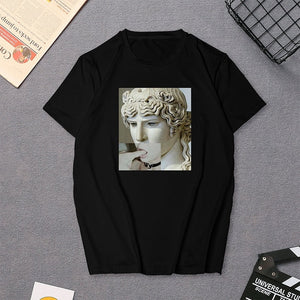 Harajuku Women's T-Shirt David Michelangelo Statue Print Tees Top Summer Rock Music Pop Star T-shirt Unisex Hip Hop Black TShirt