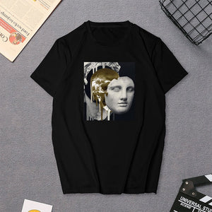 Harajuku Women's T-Shirt David Michelangelo Statue Print Tees Top Summer Rock Music Pop Star T-shirt Unisex Hip Hop Black TShirt