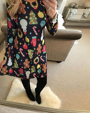 Load image into Gallery viewer, Autumn Winter Christmas Dress New Year Festival Family Party Dress Women Snowflake Print  Long Sleeve Vestidos Plus Size S-5xl