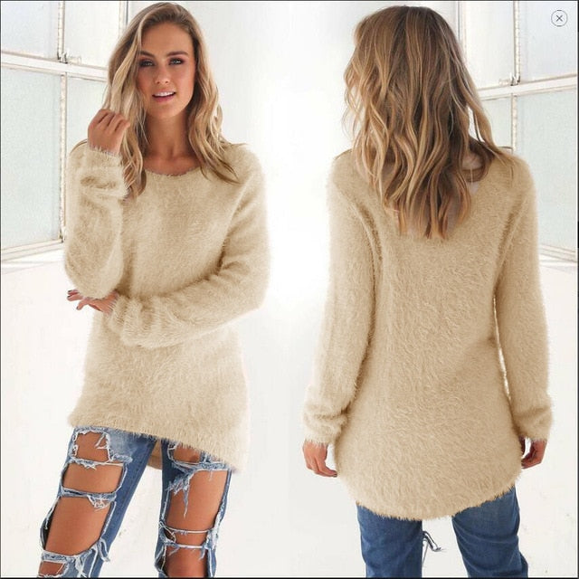 Pullovers Autumn Winter Women's O-Neck Sweater Female Hedging Loose Pullover Casual Solid Sweaters Wholesale Drop Shipping