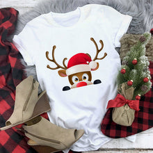 Load image into Gallery viewer, New kawaii reindeer t shirt women fashion Christmas Harajuku Short Sleeve t-shirt White Suitable all seasons Tshirt Tops clothes