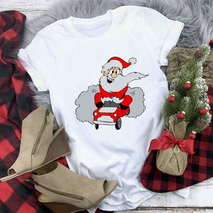 New kawaii reindeer t shirt women fashion Christmas Harajuku Short Sleeve t-shirt White Suitable all seasons Tshirt Tops clothes