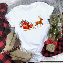 Load image into Gallery viewer, New kawaii reindeer t shirt women fashion Christmas Harajuku Short Sleeve t-shirt White Suitable all seasons Tshirt Tops clothes