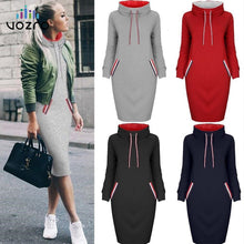 Load image into Gallery viewer, VOZRO Multicolor High Lead Long Sleeve Package Buttocks Winter Maxi Autumn Casual Sweater Red Dress Women Vestido Clothes Befree