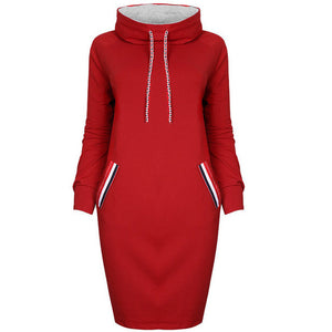 VOZRO Multicolor High Lead Long Sleeve Package Buttocks Winter Maxi Autumn Casual Sweater Red Dress Women Vestido Clothes Befree