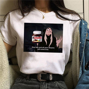 Nutella Kawaii Print T Shirt Women 90s Harajuku Ullzang Fashion T-shirt Graphic Cute Cartoon Tshirt Korean Style Top Tees Female