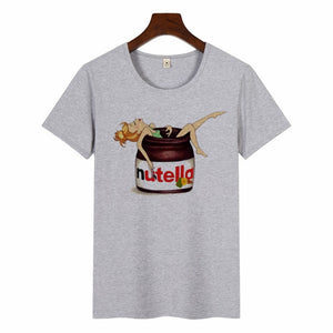 Nutella Kawaii Print T Shirt Women 90s Harajuku Ullzang Fashion T-shirt Graphic Cute Cartoon Tshirt Korean Style Top Tees Female